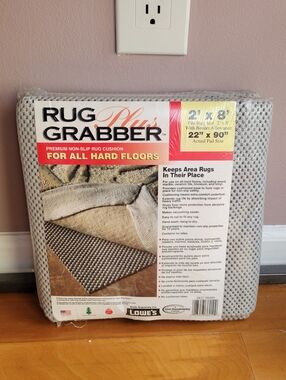 Rug Grabber premium non-slip Grey rug Cushion for hard floors 22" X 90" In New